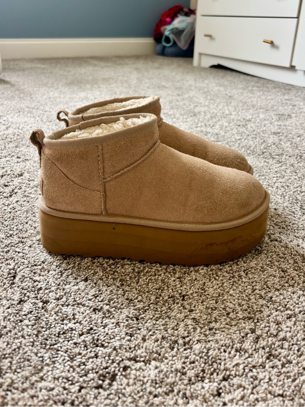 UGG Platform Tan Ultra Mini Boots